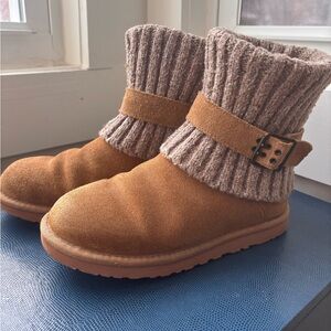UGG Classic Short Knit Cuff Boots | Chestnut | Women’s Size 7 | Suede